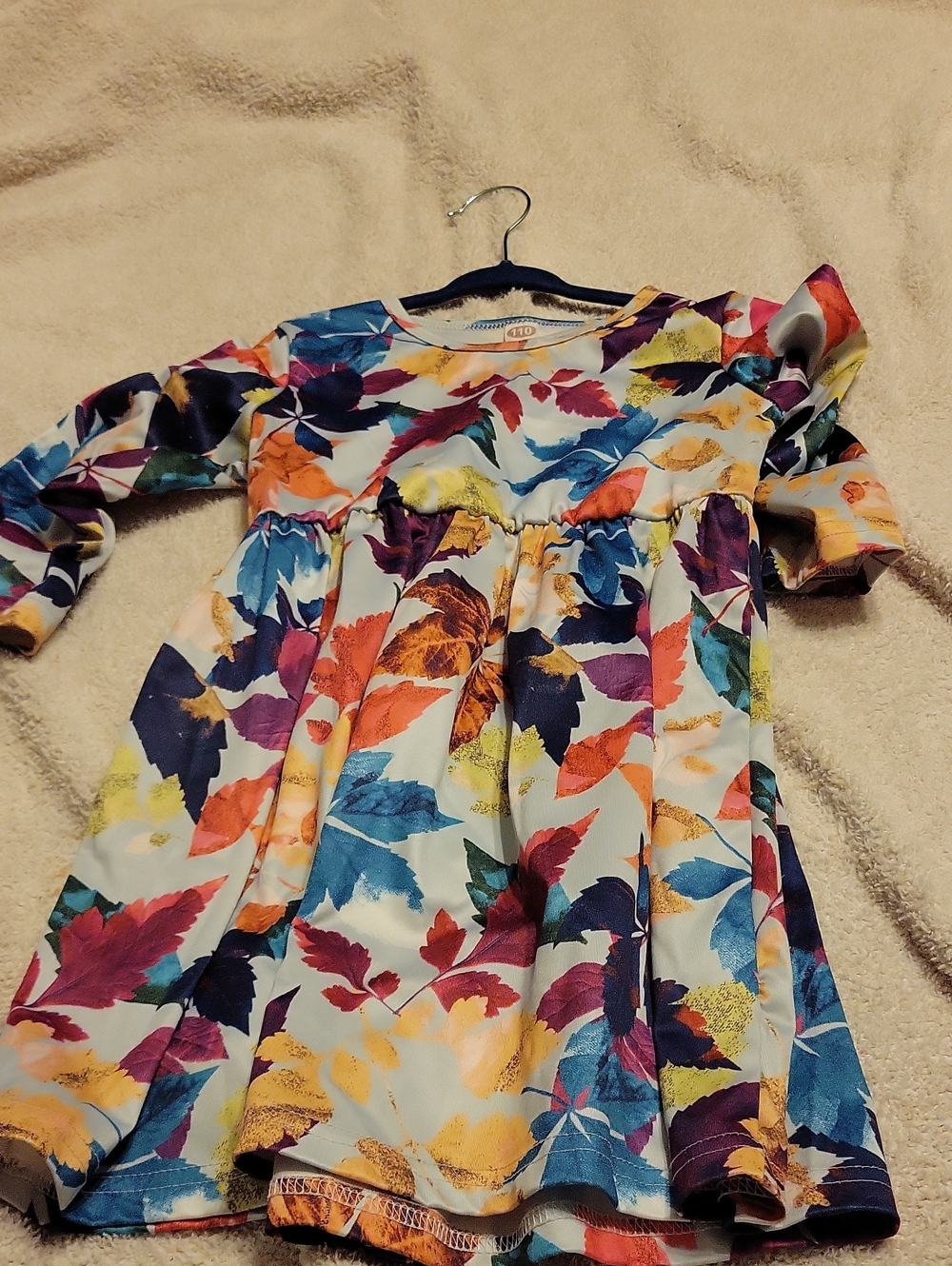 Girls Multicolor Leaf-Print Dress - Brand: